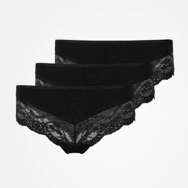 Hipster Panties mit Spitze | Schwarz