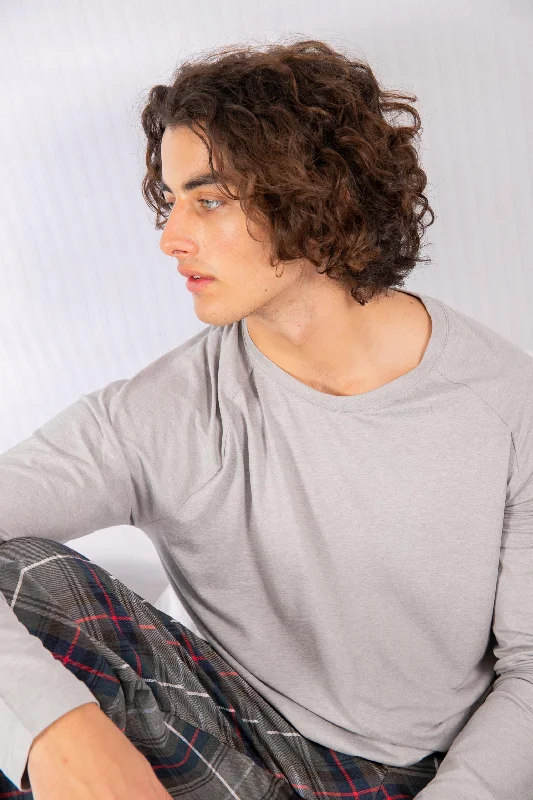 Mens Super Soft Raglan Tee Grey 50% OFF